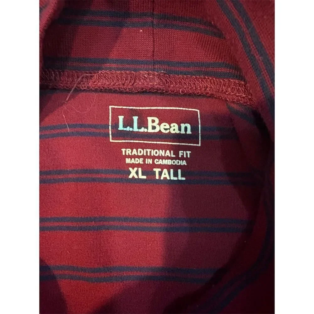 LL Bean Men's XL Striped Mock Turtleneck Long Sleeve Shirt Multicolor - Picture 5 of 7